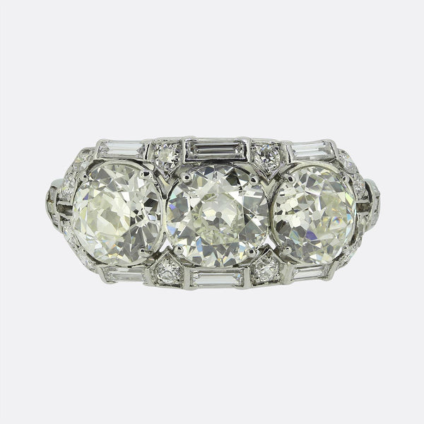 Late Art Deco Diamond Three-Stone Ring