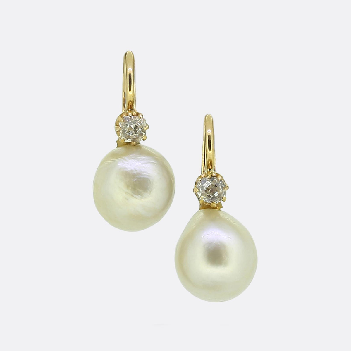 Natural Pearl and Diamond Drop Earrings