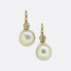 Natural Pearl and Diamond Drop Earrings
