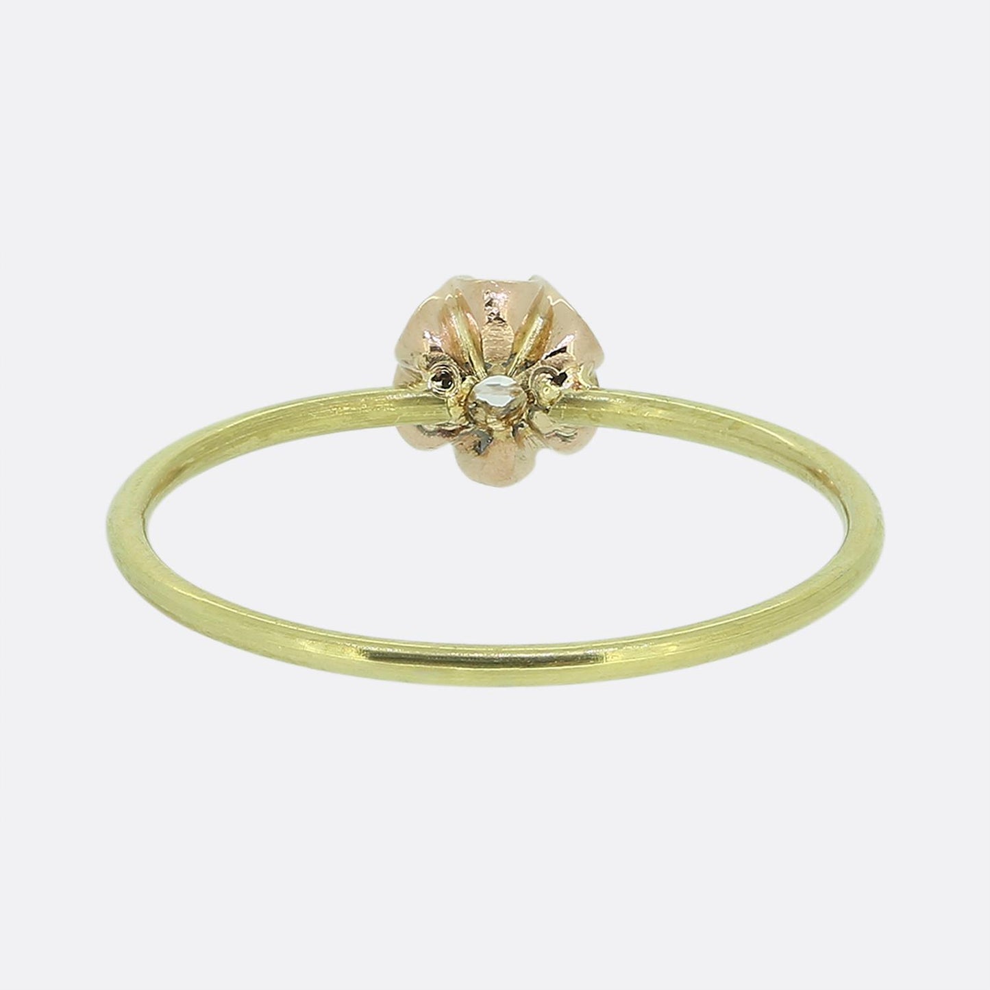 Vintage 0.12 Carat Diamond Stackable Flower Ring