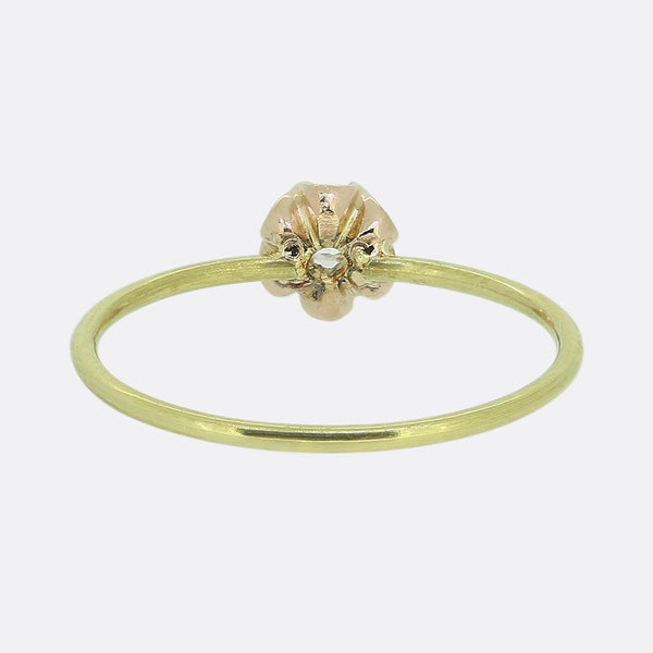Vintage 0.12 Carat Diamond Stackable Flower Ring