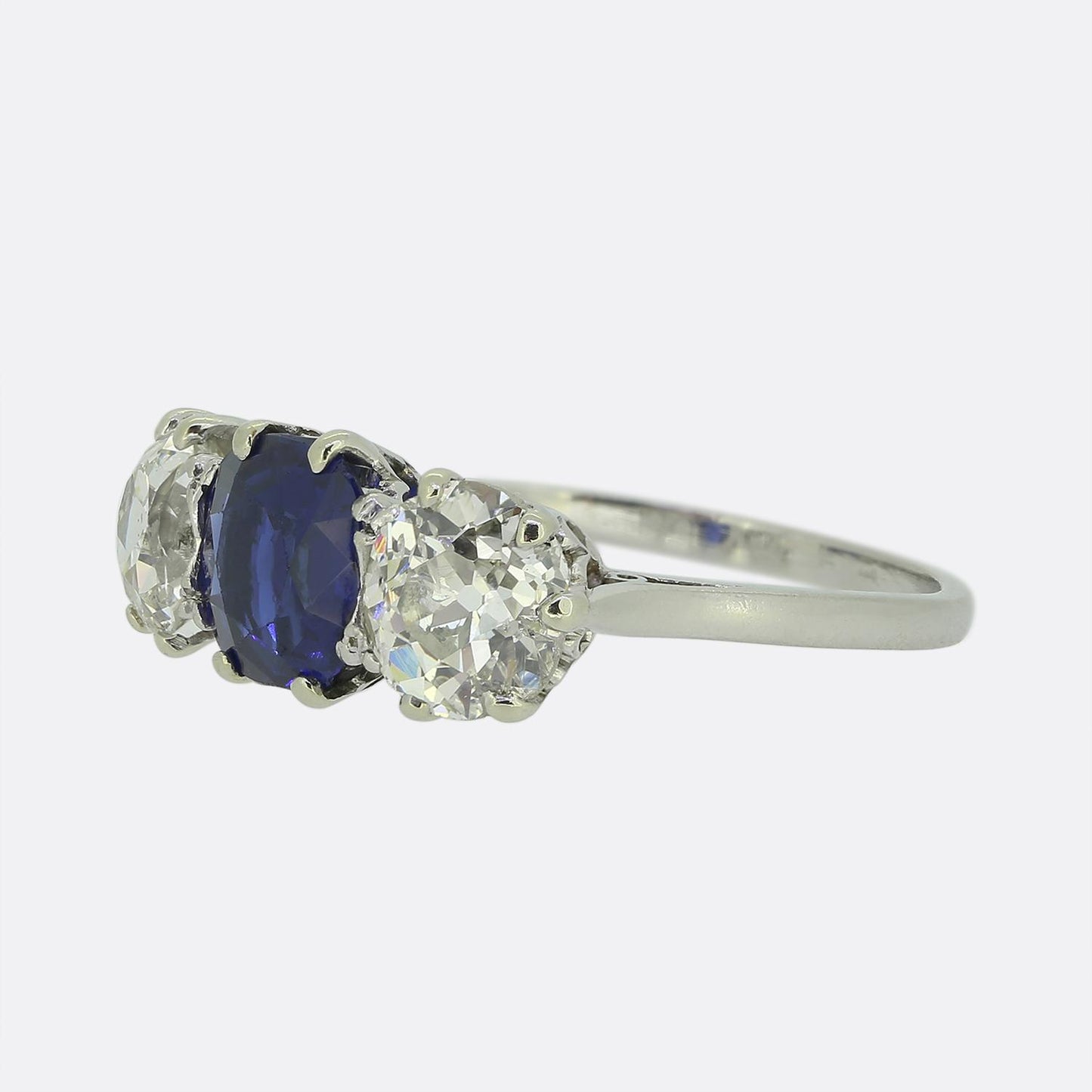 Edwardian Sapphire and Diamond Three-Stone Ring