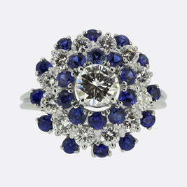Vintage Sapphire and Diamond Cluster Ring
