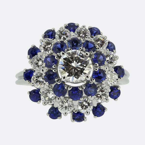 Vintage Sapphire and Diamond Cluster Ring