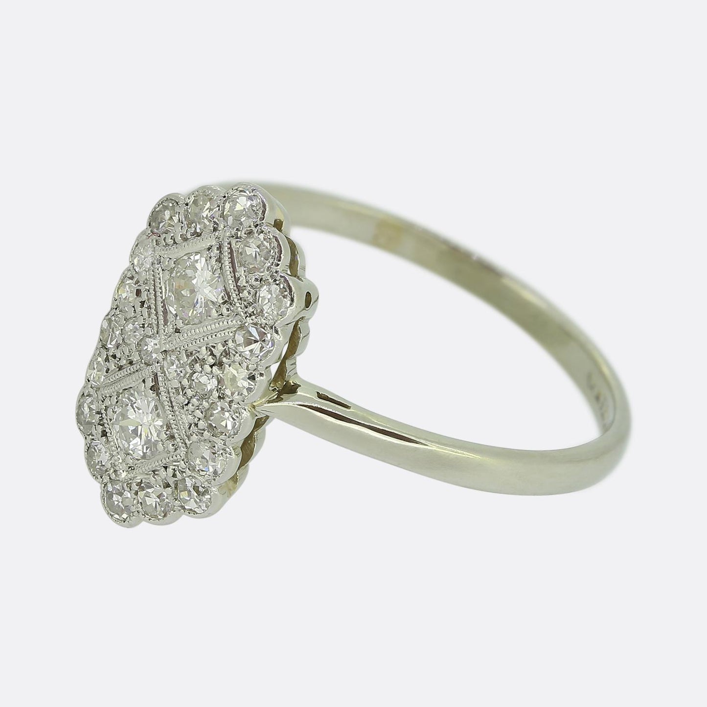 Art Deco Style 0.50 Carat Diamond Plaque Ring