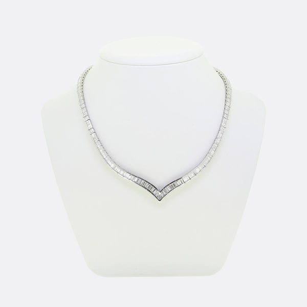 Art Deco 11.99 Carat Baguette Cut Diamond Necklace