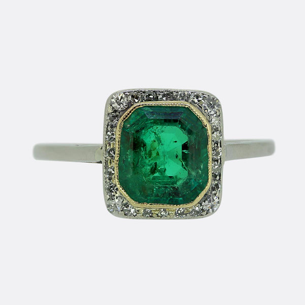 Art Deco Emerald and Diamond Ring