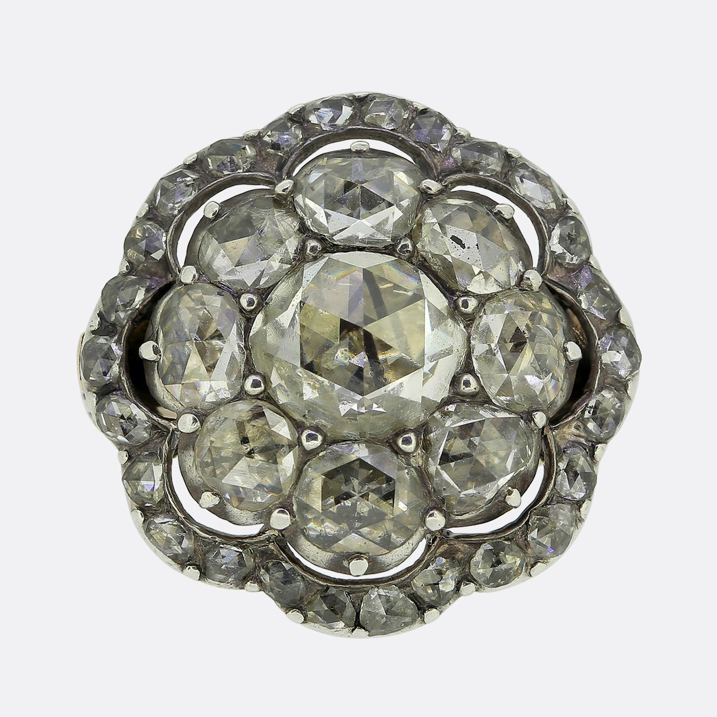 Georgian Rose Cut Diamond Cluster Ring