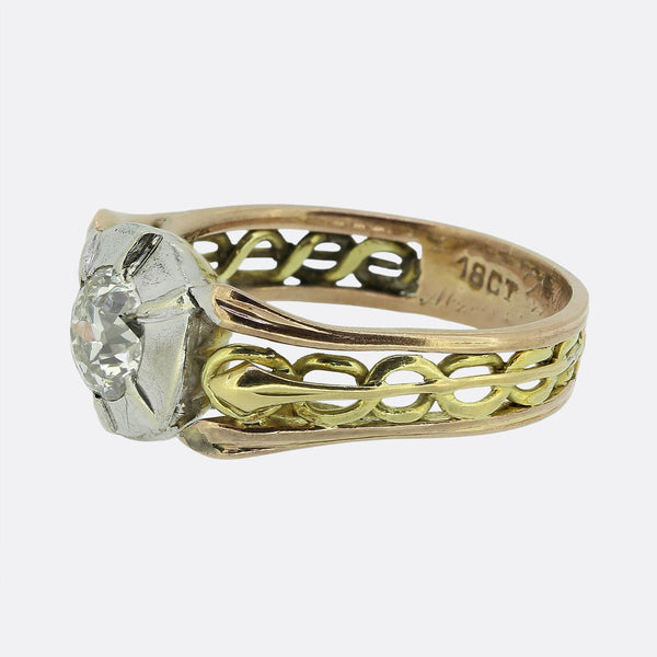 Victorian 0.95 Carat Diamond Single-Stone Ring