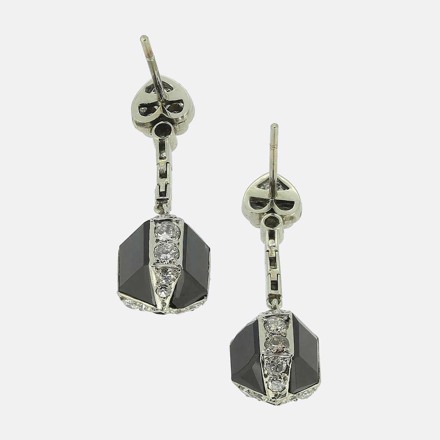 Art Deco Sapphire and Diamond Drop Earrings