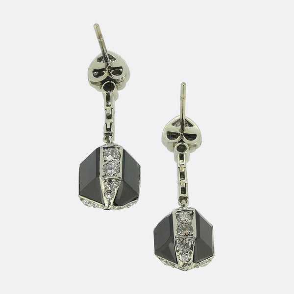 Art Deco Sapphire and Diamond Drop Earrings