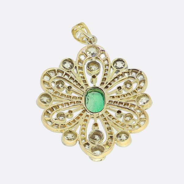Art Deco Emerald and Diamond Pendant