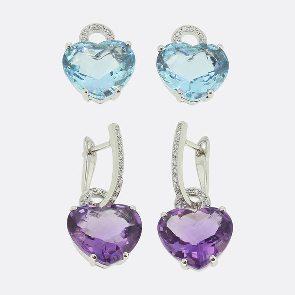 Kiki McDonough Topaz Amethyst and Diamond Detachable Earrings