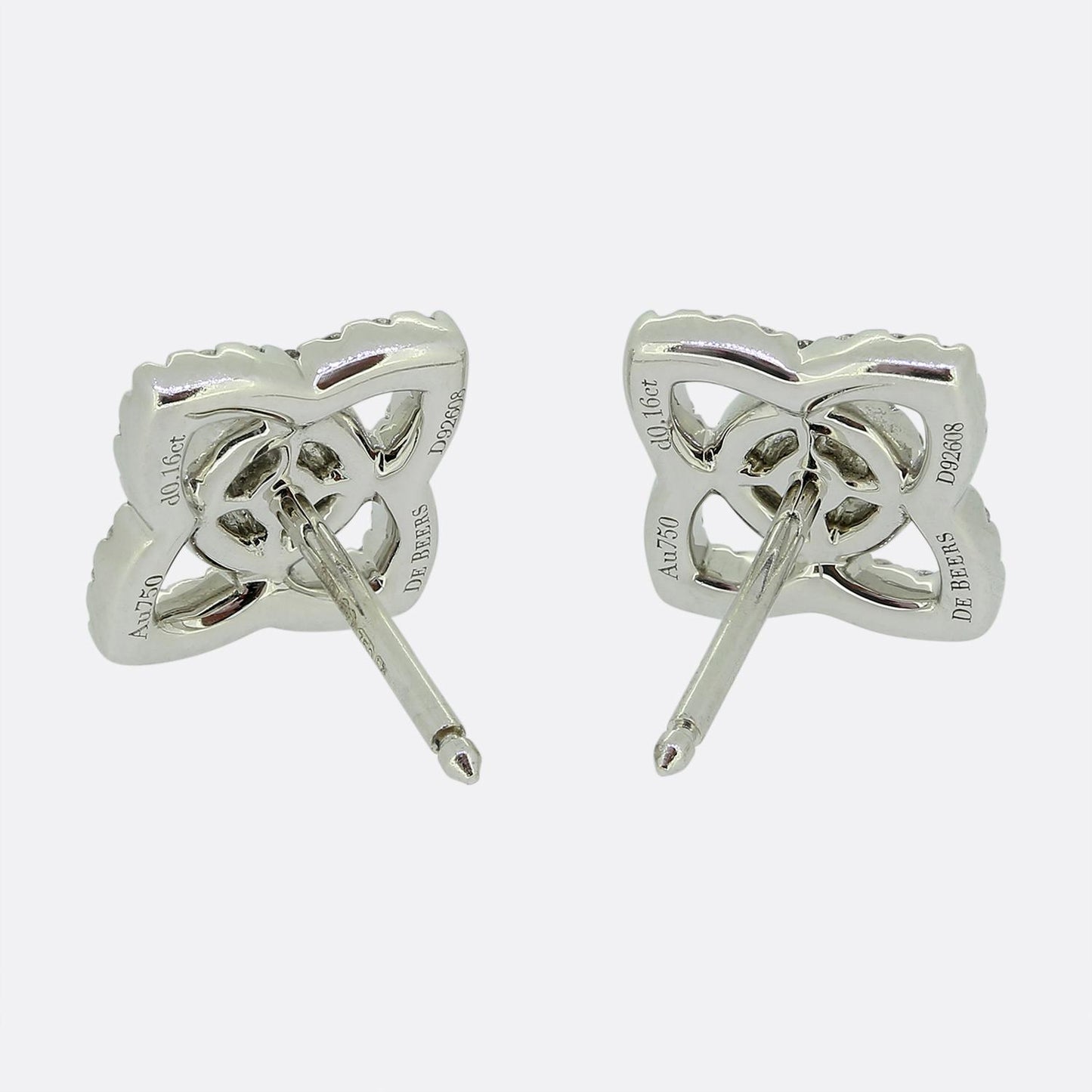 De Beers 0.32 Carat Diamond Lotus Stud Earrings