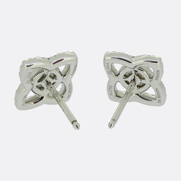 De Beers 0.32 Carat Diamond Lotus Stud Earrings