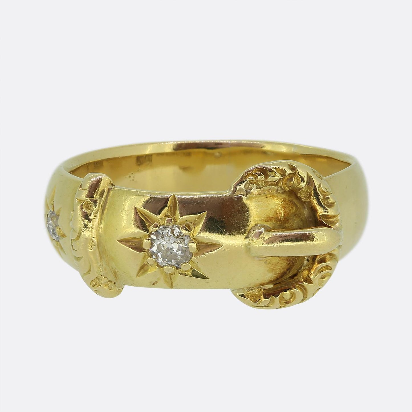 Antique Two-Diamond Buckle Ring