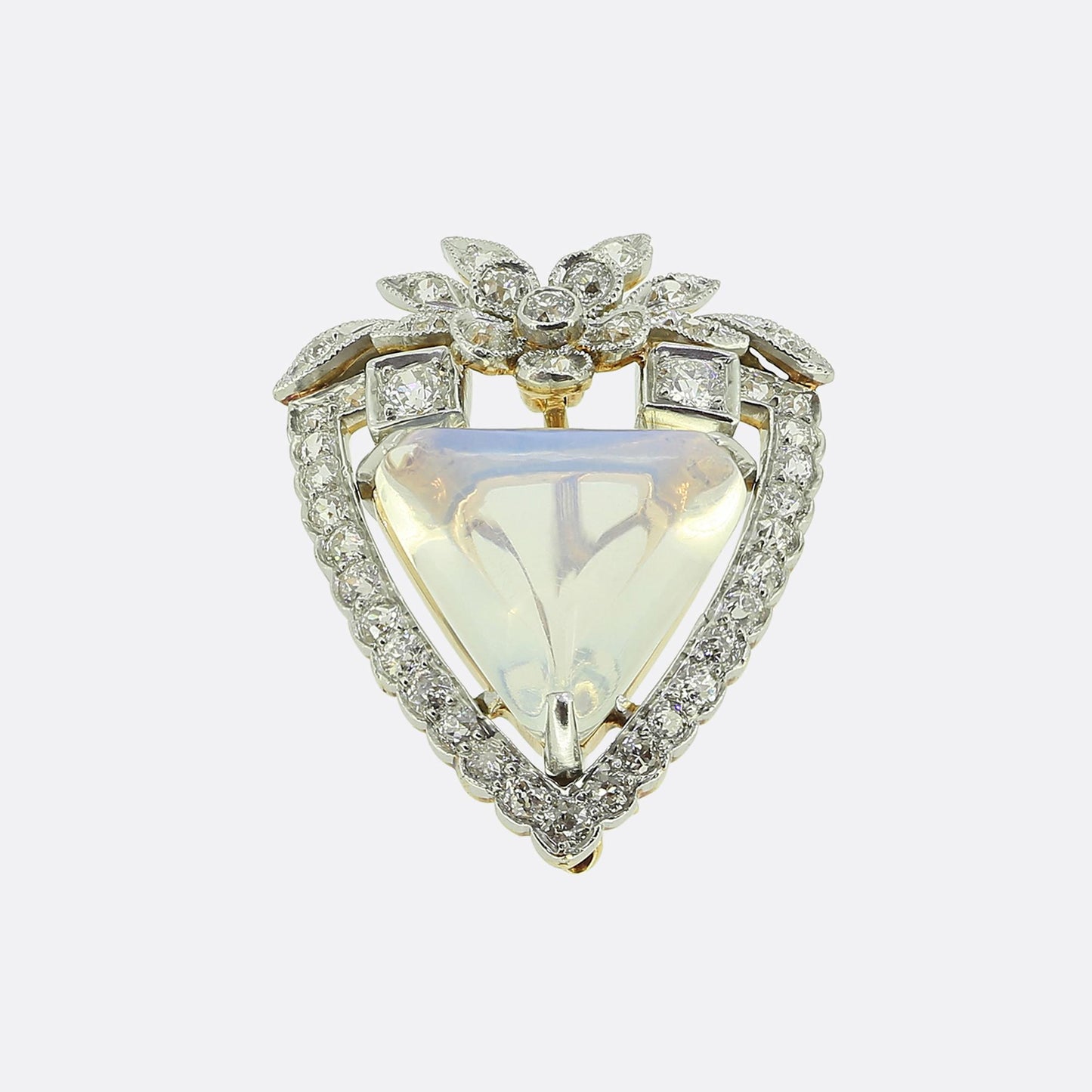 Edwardian Moonstone and Diamond Brooch