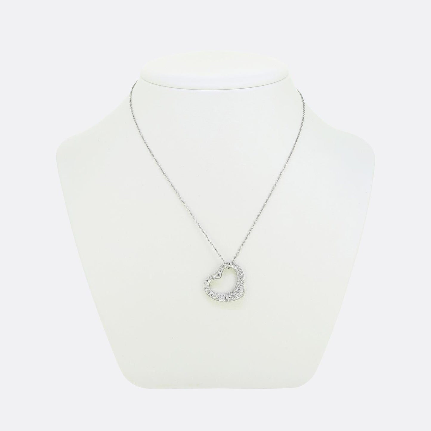 Tiffany & Co. Open Heart Diamond Pendant Necklace