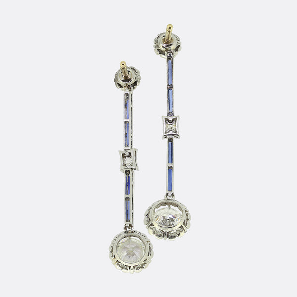 Art Deco French Diamond Drop Earrings