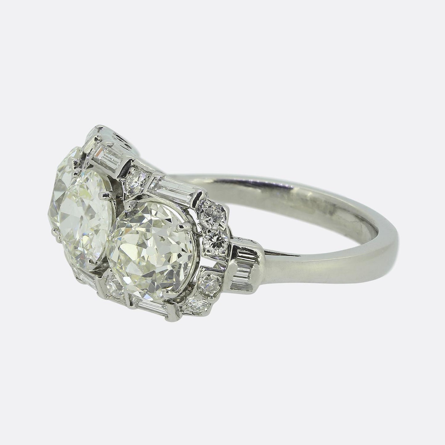 Late Art Deco Diamond Three-Stone Ring