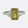 Late Art Deco 1.90 Fancy Yellow Diamond Three-Stone Ring