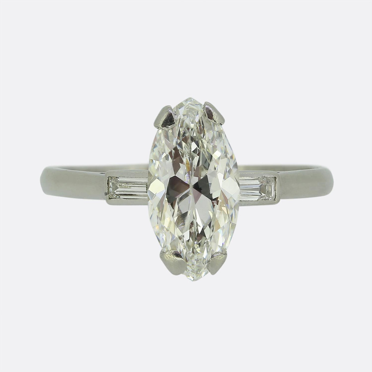 Art Deco 1.25 Carat Marquise Diamond Three-Stone Ring