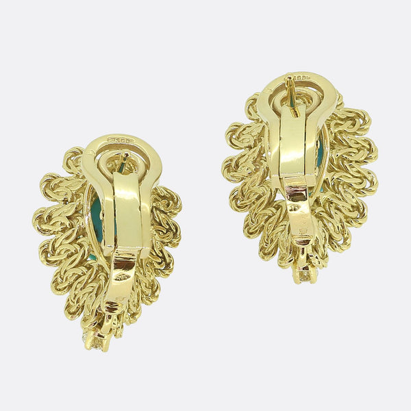 Vintage Turquoise and Diamond Earrings