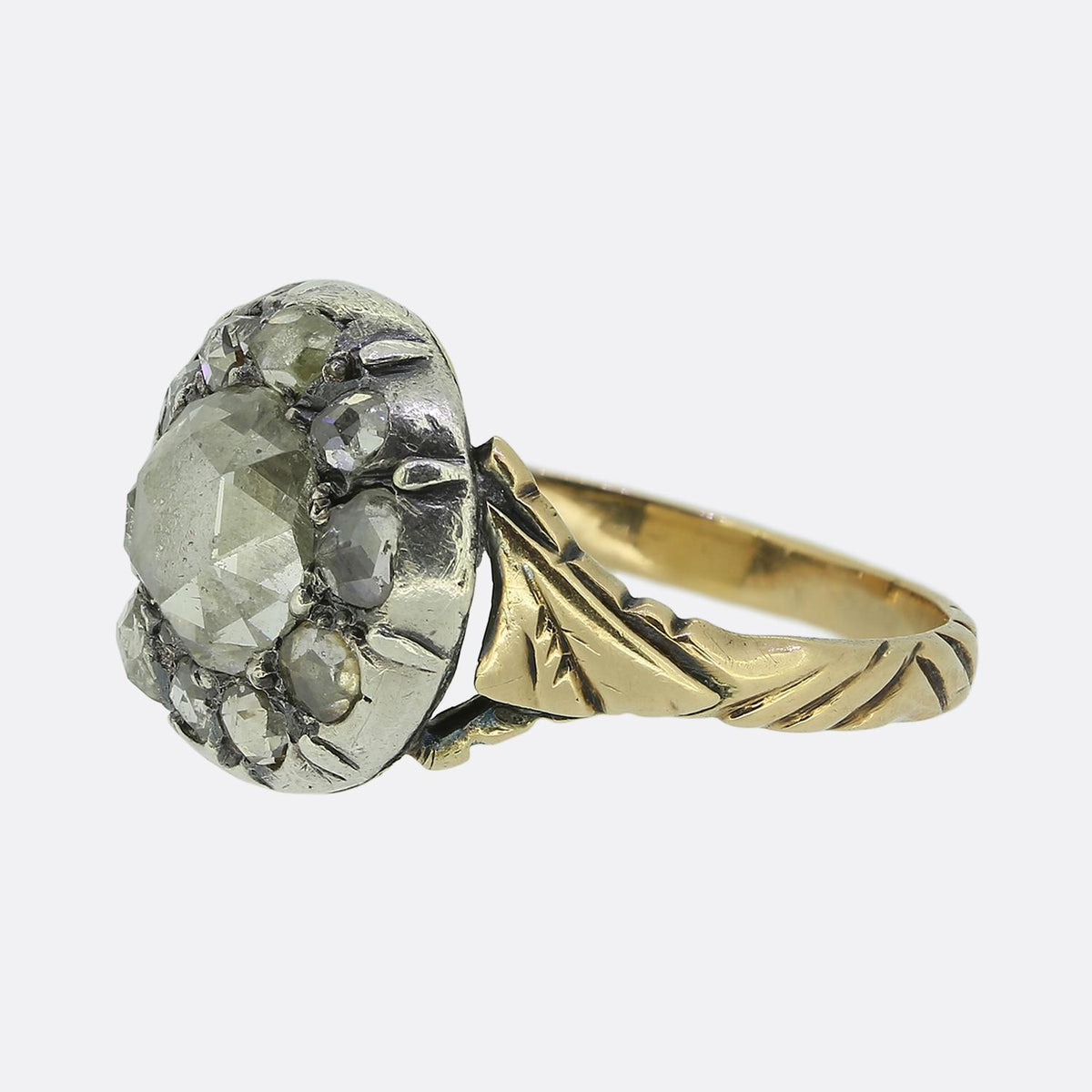 Georgian Rose Cut Diamond Cluster Ring