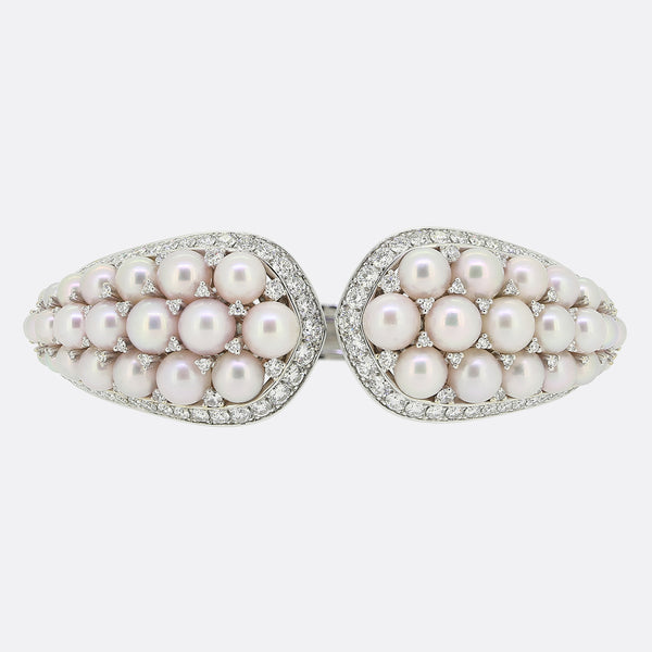 David Morris Rose Pearl and Diamond Bangle