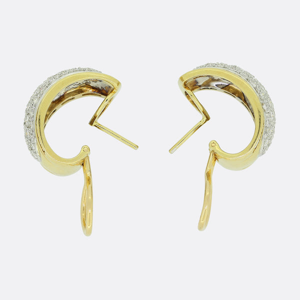 Large Pavé Diamond Set Earrings