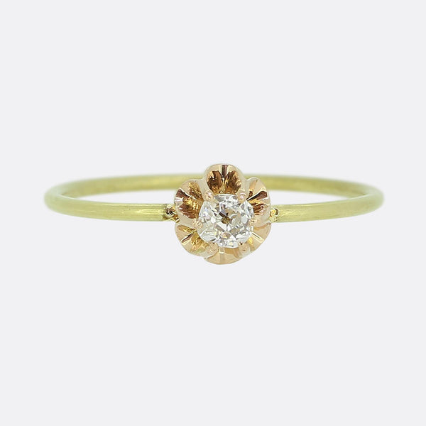 Vintage 0.12 Carat Diamond Stackable Flower Ring
