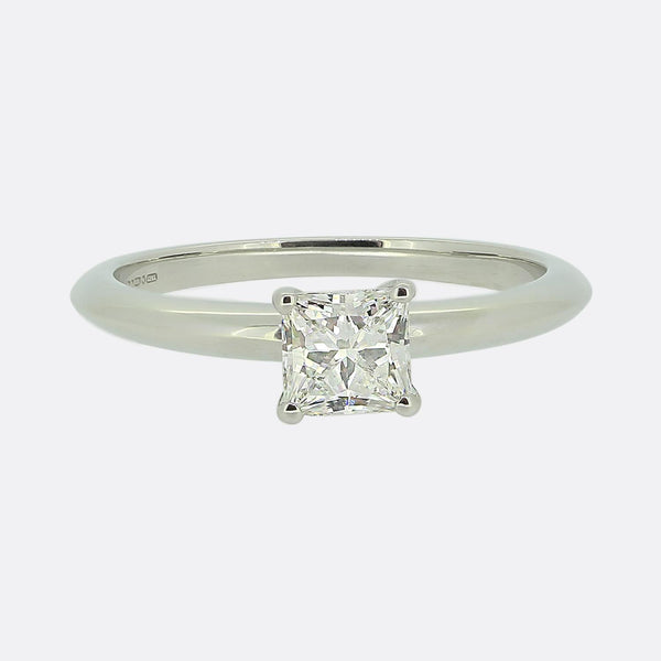 Tiffany & Co. 0.66 Carat Princess Cut Diamond Solitaire Ring