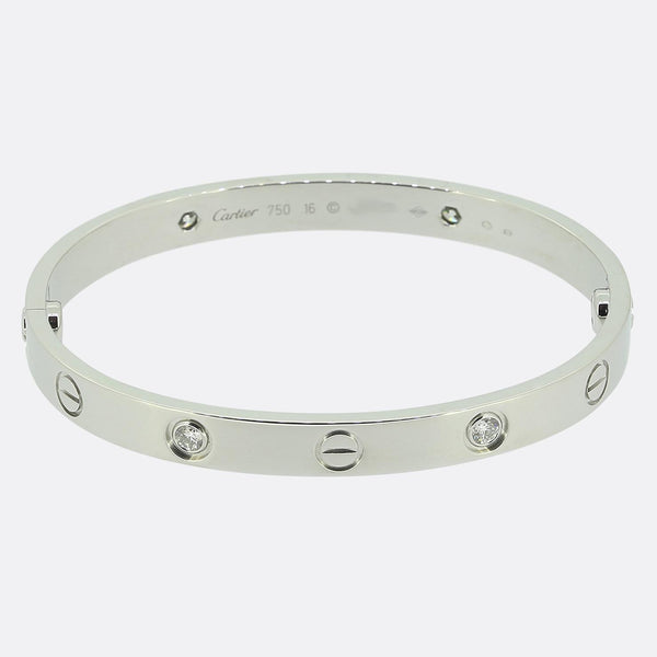 Cartier Four Diamond LOVE Bangle Size 16