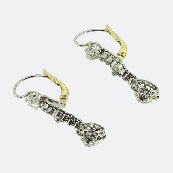 Edwardian Old Cut Diamond Drop Earrings