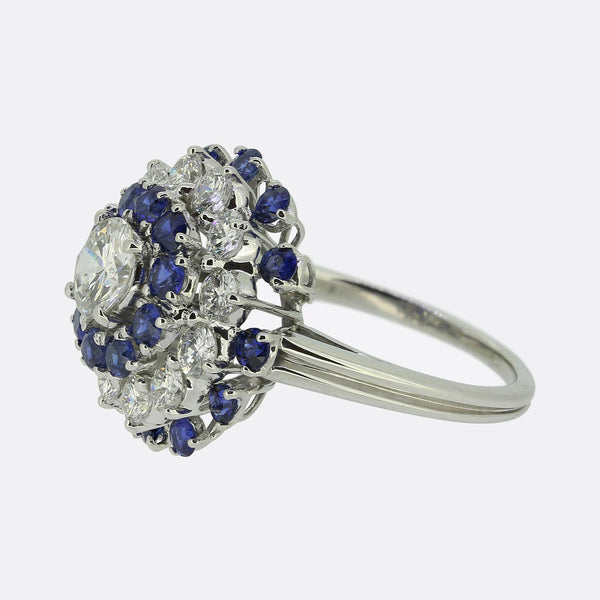 Vintage Sapphire and Diamond Cluster Ring