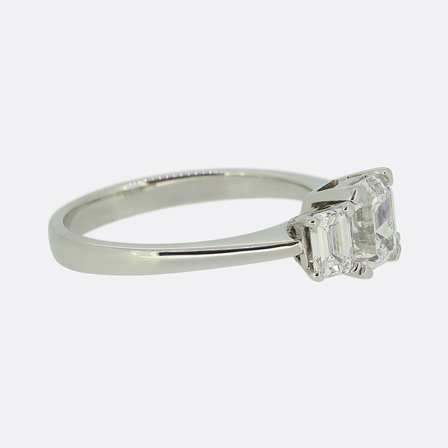 1.00 Carat Emerald Cut Diamond Three-Stone Engagement Ring