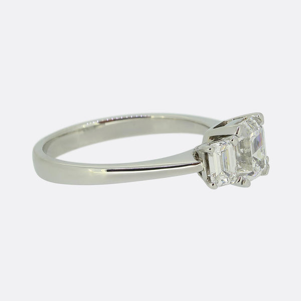 1.00 Carat Emerald Cut Diamond Three-Stone Engagement Ring