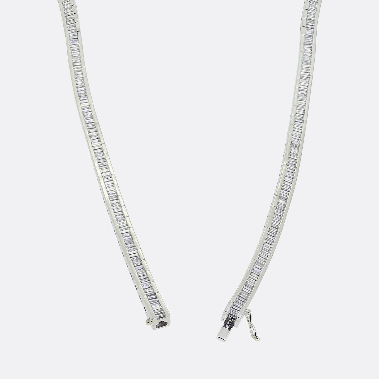 Art Deco 11.99 Carat Baguette Cut Diamond Necklace