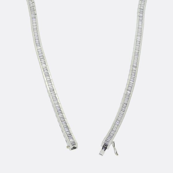 Art Deco 11.99 Carat Baguette Cut Diamond Necklace
