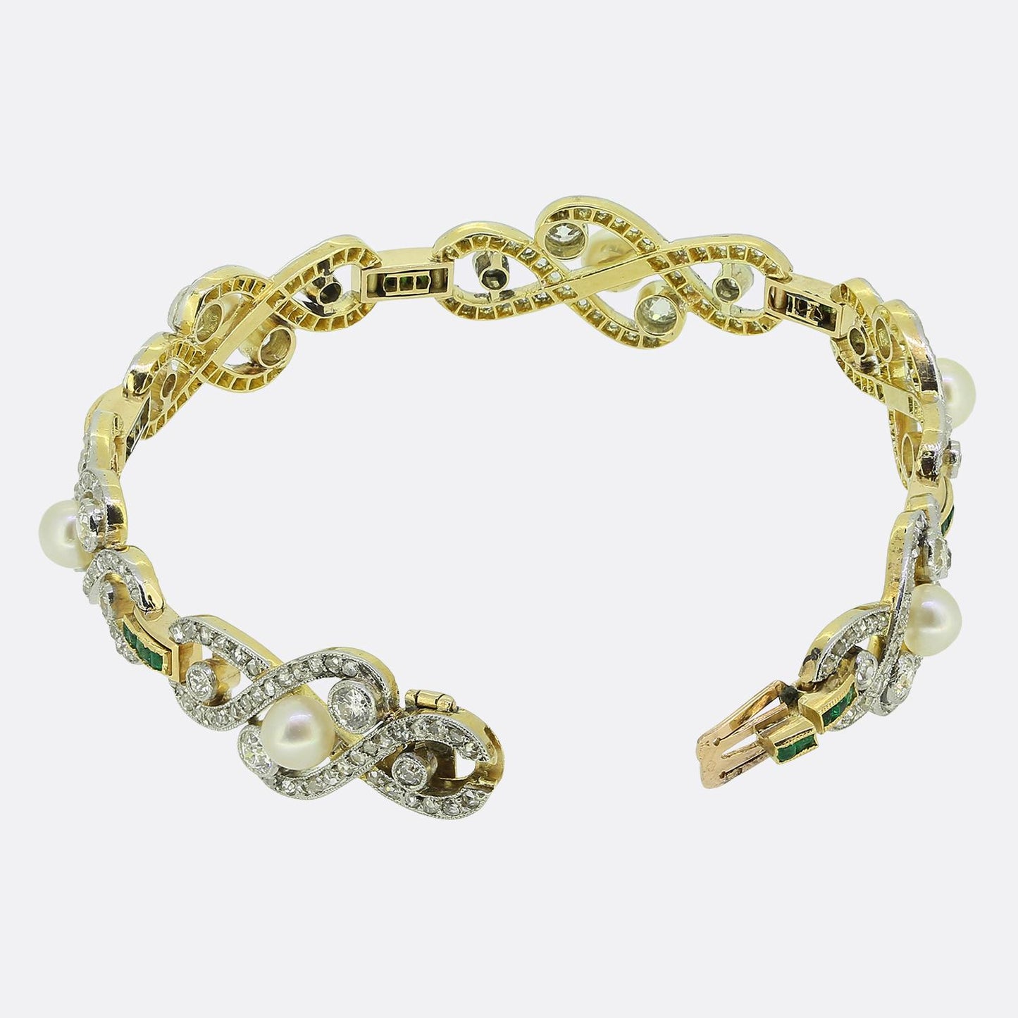 Belle Époque Pearl Emerald and Diamond Bracelet