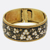 Victorian Pearl and Enamel Foliated Bangle