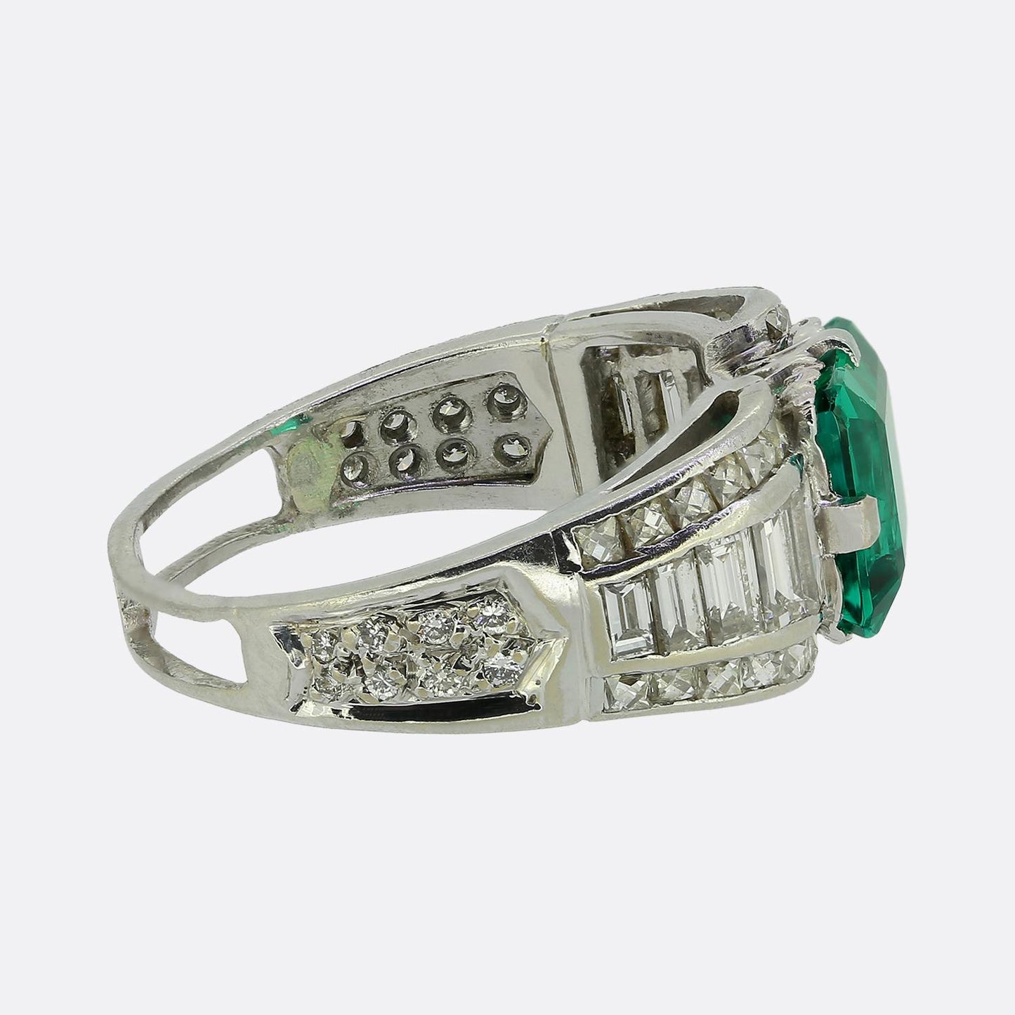 1.50 Carat Emerald and Diamond Ring