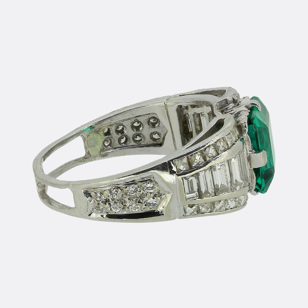 1.50 Carat Emerald and Diamond Ring