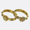 Victorian Emerald Ruby and Enamel Posy Bracelet Set