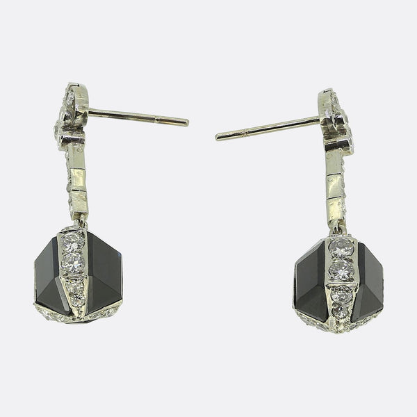 Art Deco Sapphire and Diamond Drop Earrings
