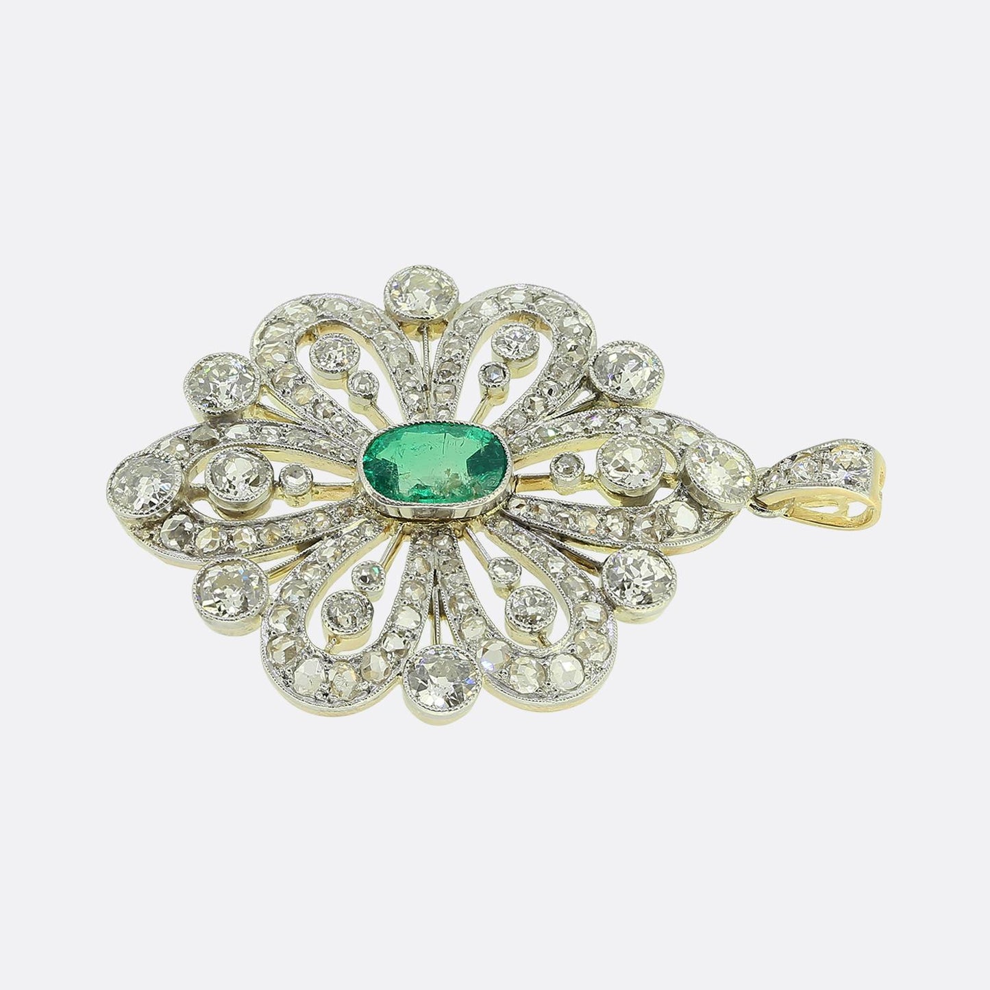 Art Deco Emerald and Diamond Pendant
