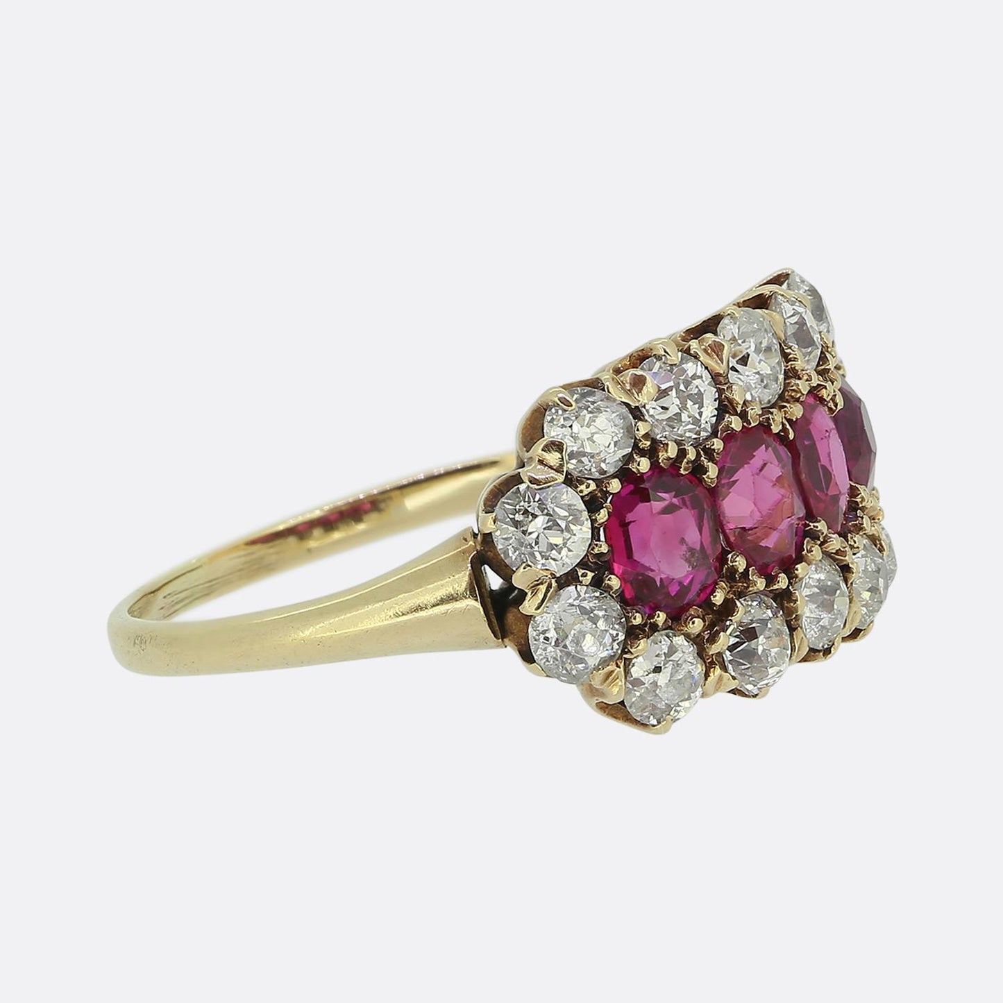 Victorian Ruby Four-Stone and Diamond Ring