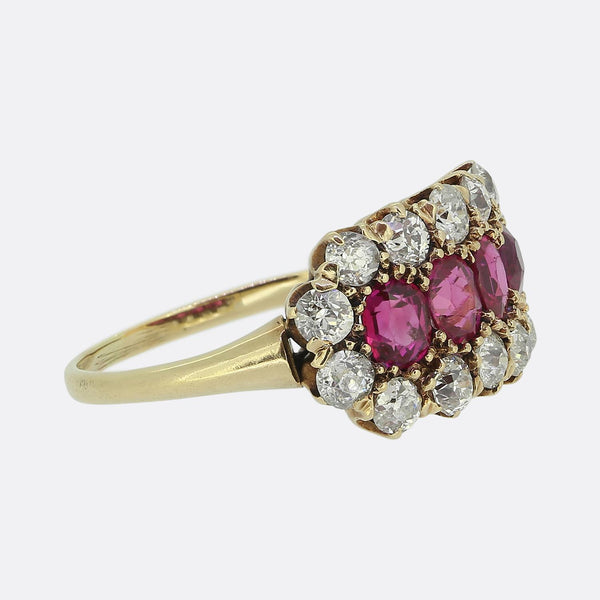 Victorian Ruby Four-Stone and Diamond Ring