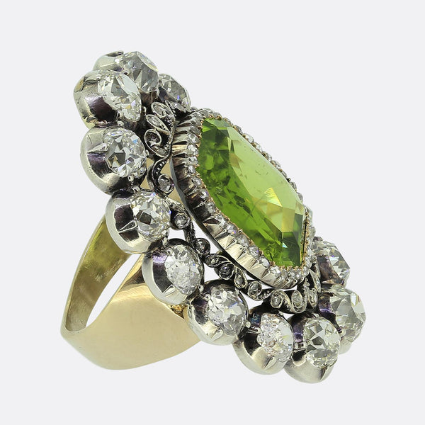 Antique 15.00 Carat Peridot and Diamond Ring