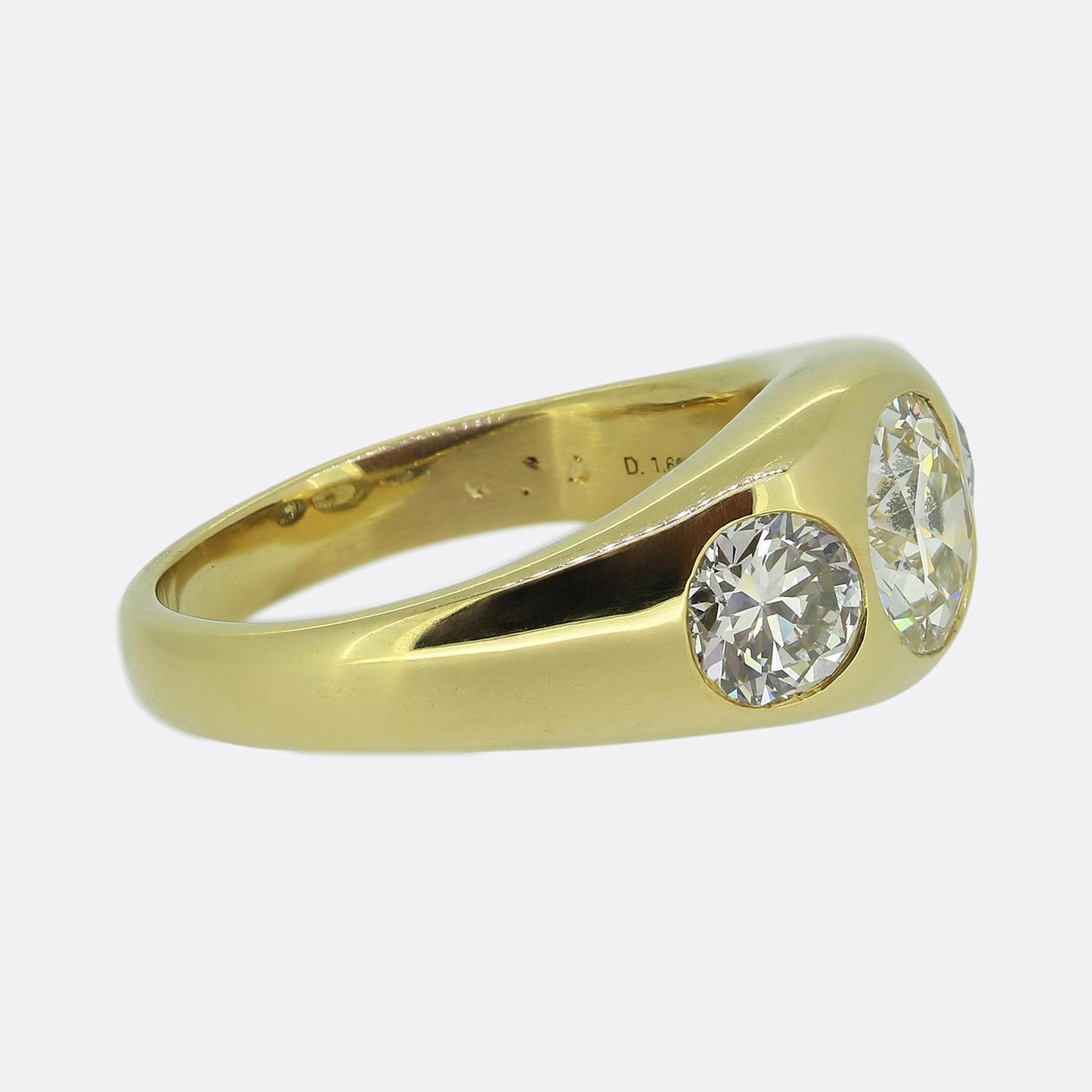 3.05 Carat Old Cut Diamond Three-Stone Ring